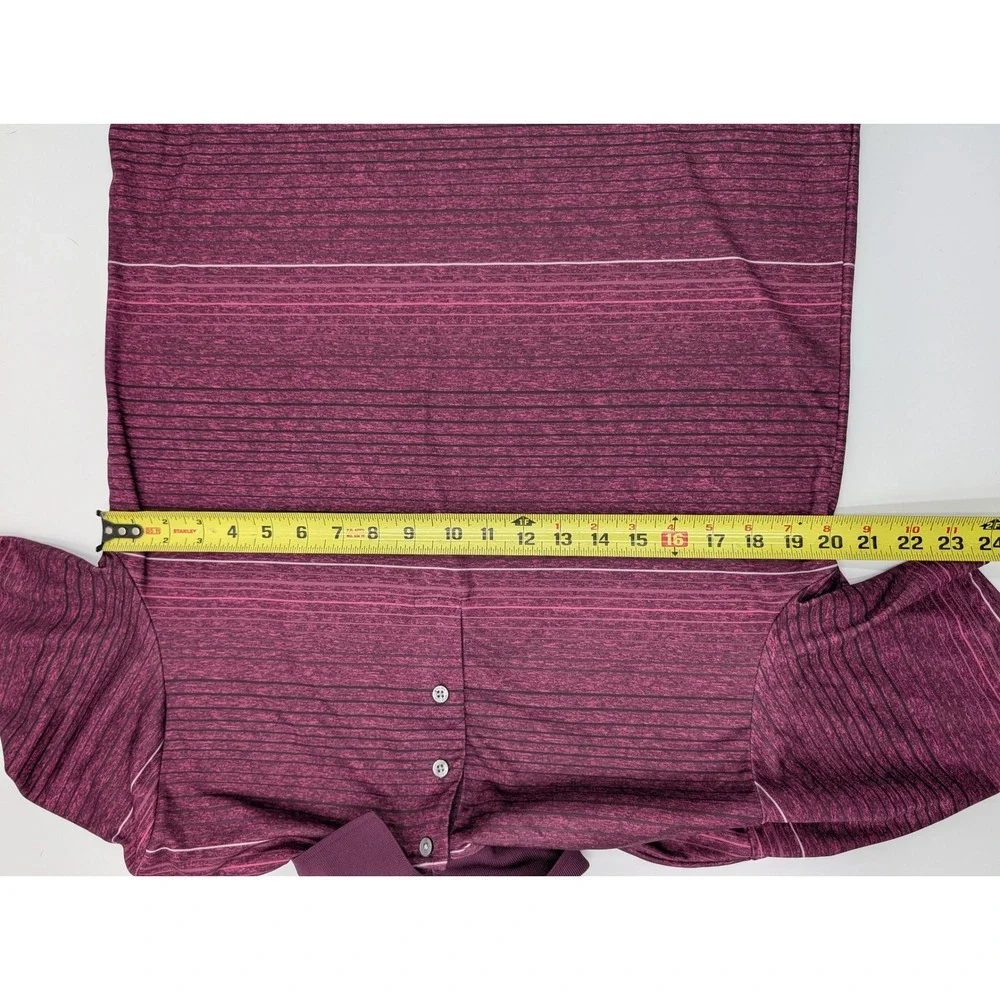 PG Tour Mens‎ Medium Burgundy Striped Golf Polo Shirt M